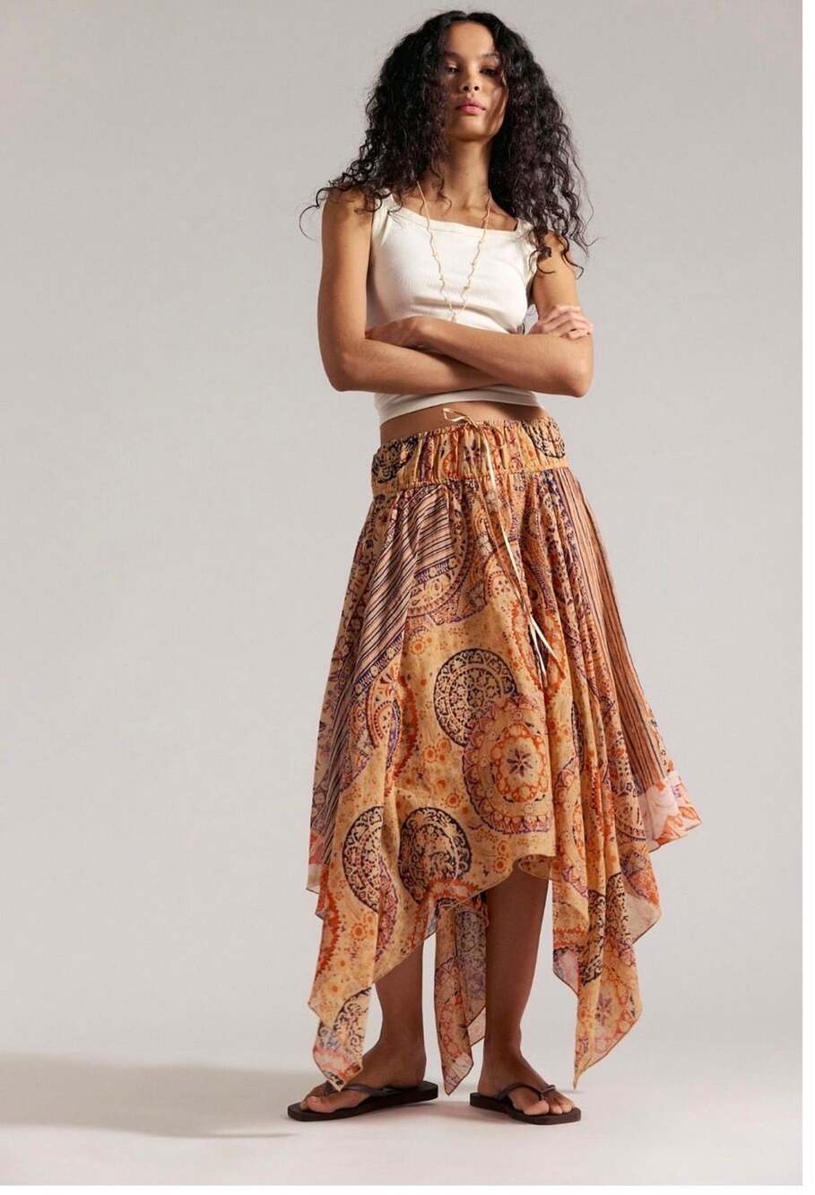 Free People Kaia Asymmetrical Skirt In Scarf Print